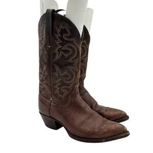 Vintage J. Chisholm Brown Leather Western Cowboy Boots Men's 8.5D